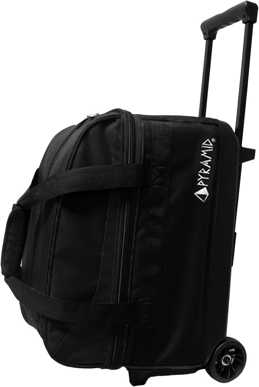 Prime Double Roller 2 Ball Bowling Bag with Large Separate Compartment for Bowling Shoes (Up to US Mens Size 16) or Accessories, Locking Handle - Extends to 40"